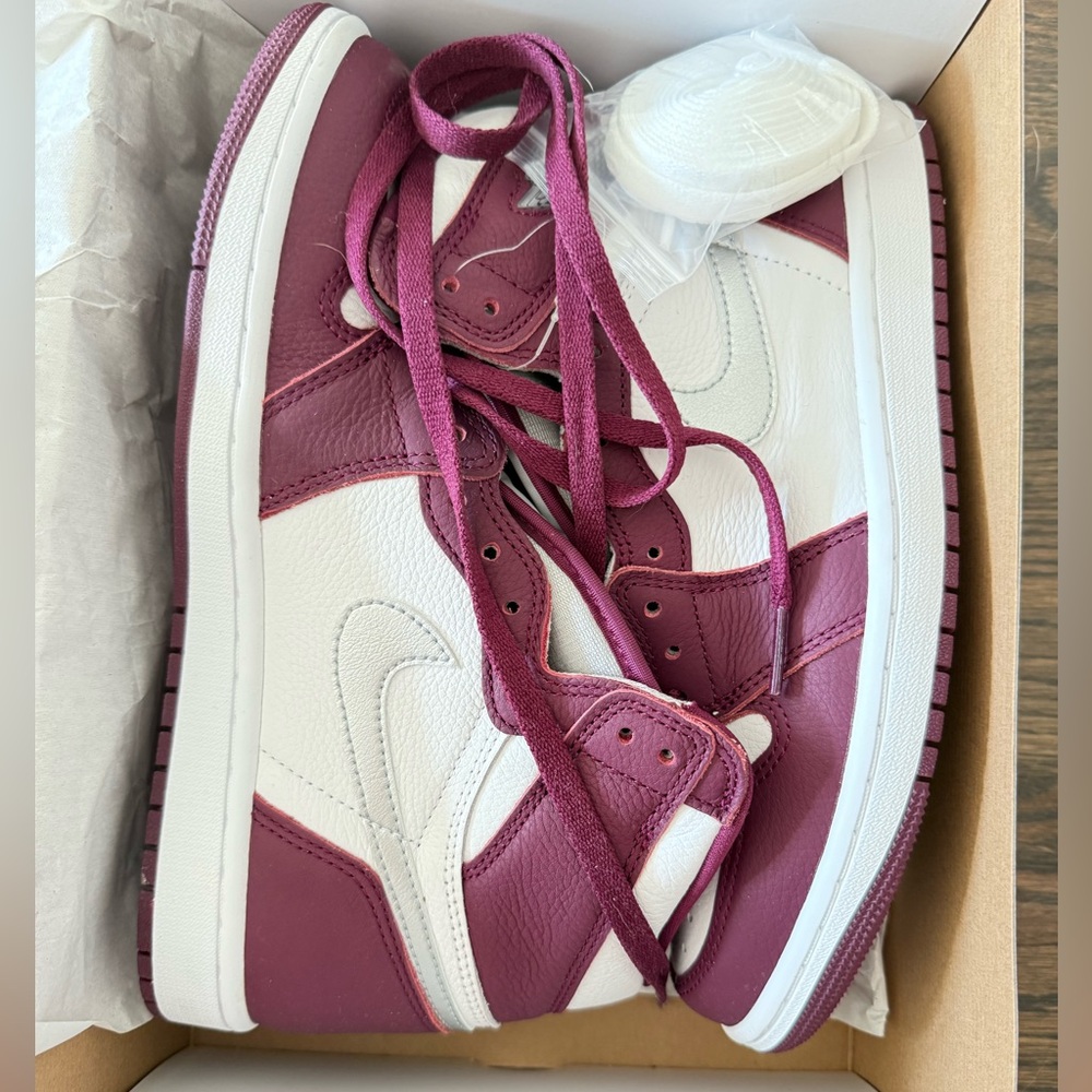 Air Jordan 1 Retro High OG Burgundy and White Sneakers